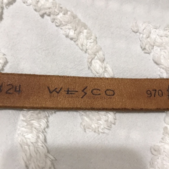Vintage Wesco Tan Southwest Tool Embossed Top Grain Cowhide Leather Belt 24 - Picture 7 of 10